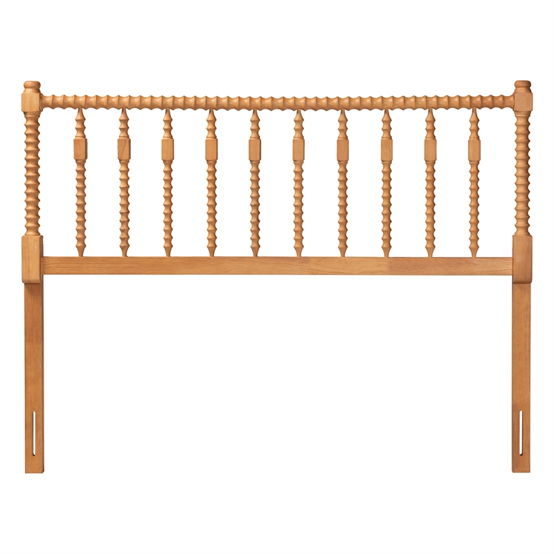 Baxton Studio Juliette Turned Spindle Headboard Wood Panel King Oak Brown