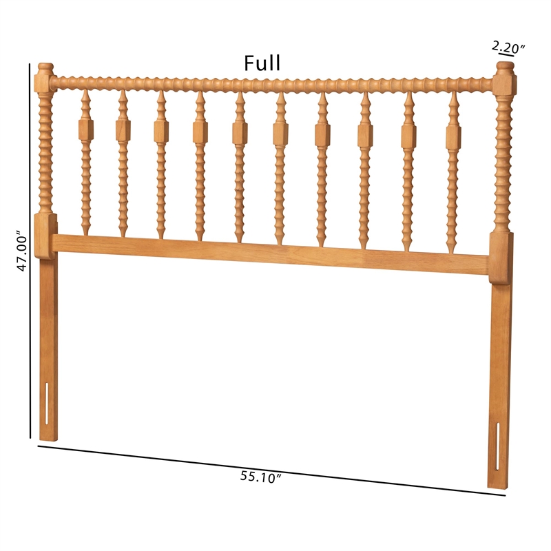 Baxton Studio Juliette Turned Spindle Headboard Wood Panel King Oak Brown