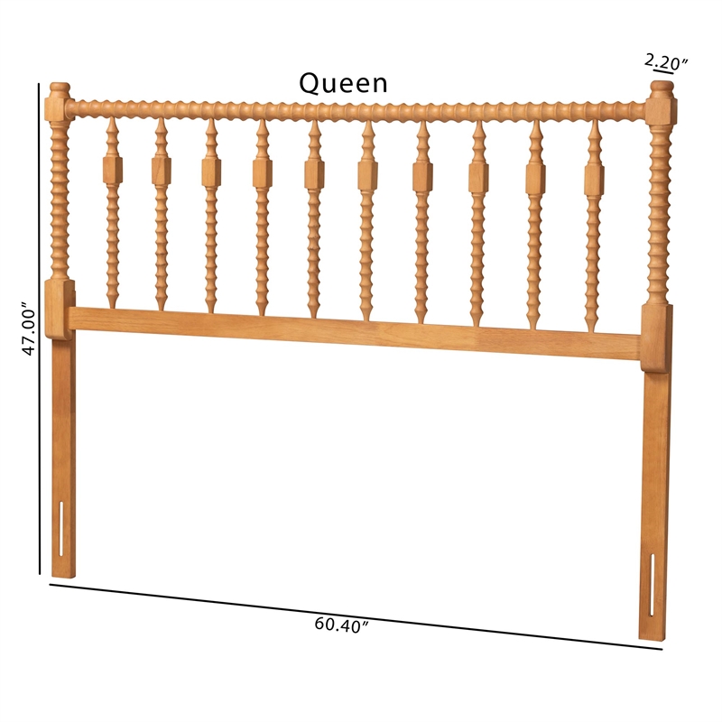 Baxton Studio Juliette Turned Spindle Headboard Wood Panel King Oak Brown