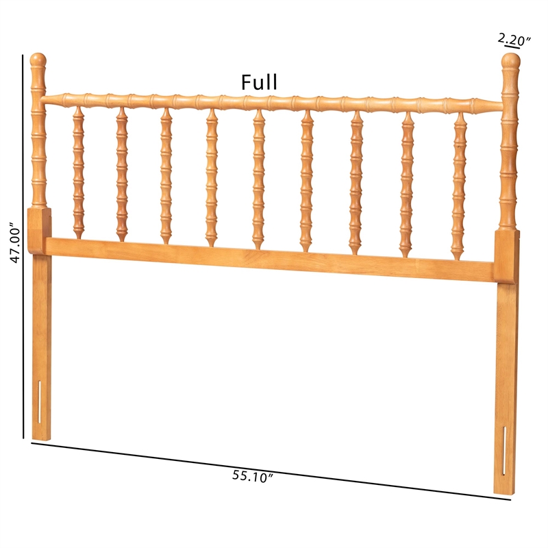 Baxton Studio Edaline Bamboo Motif Headboard Crafted Wood Panel Queen Oak Brown