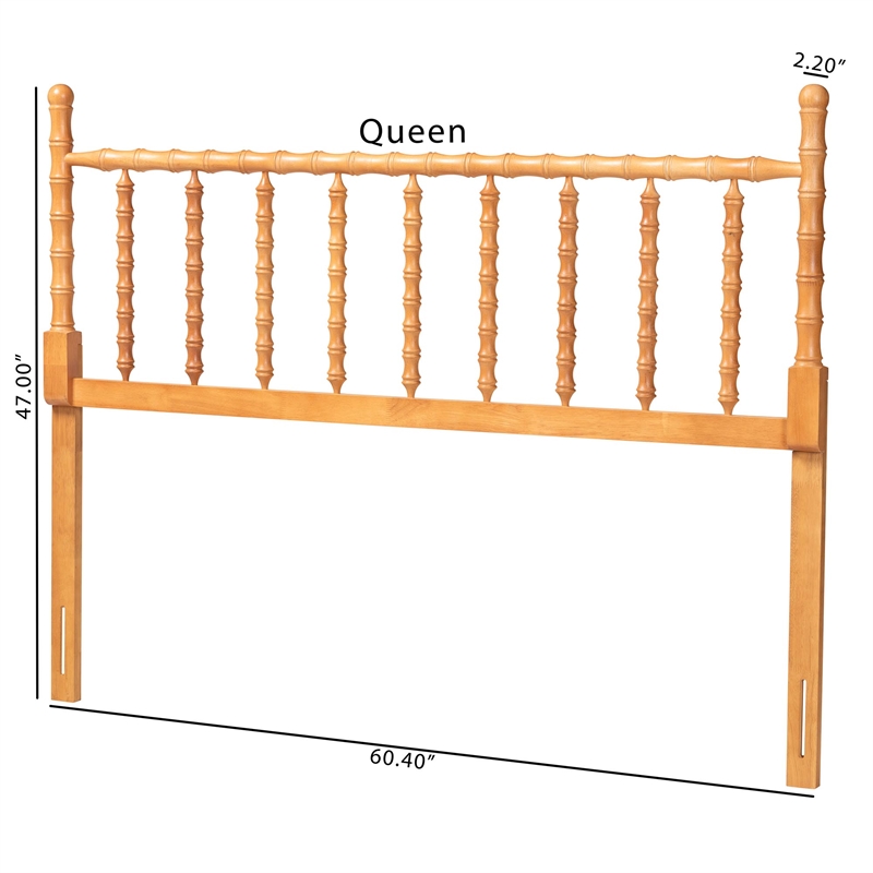 Baxton Studio Edaline Bamboo Motif Headboard Crafted Wood Panel King Oak Brown