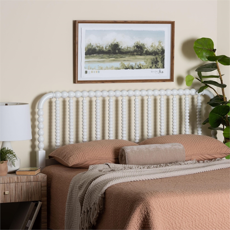 Baxton Studio Finley Turned Bobbin Headboard Crafted Wood Panel King White