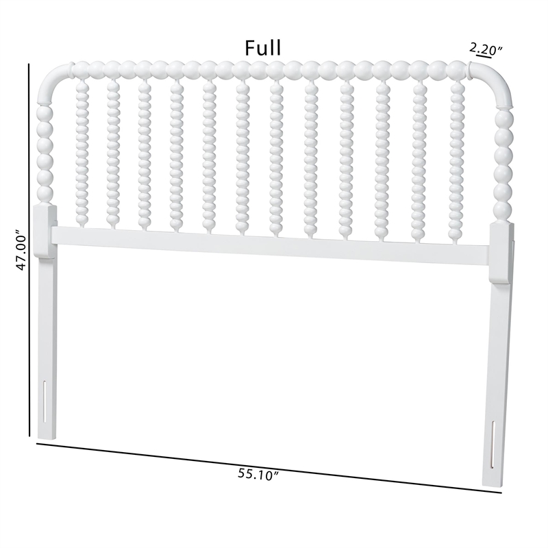 Baxton Studio Finley Turned Bobbin Headboard Crafted Wood Panel King White