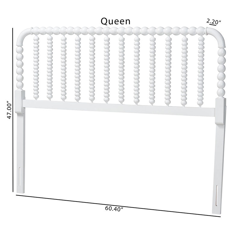 Baxton Studio Finley Turned Bobbin Headboard Crafted Wood Panel King White