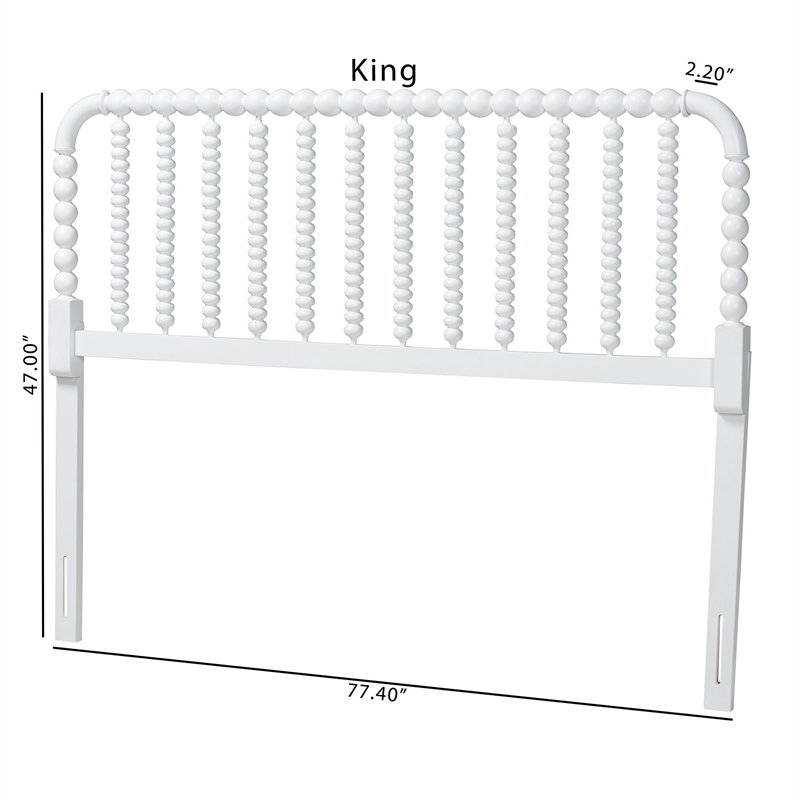 Baxton Studio Finley Turned Bobbin Headboard Crafted Wood Panel King White