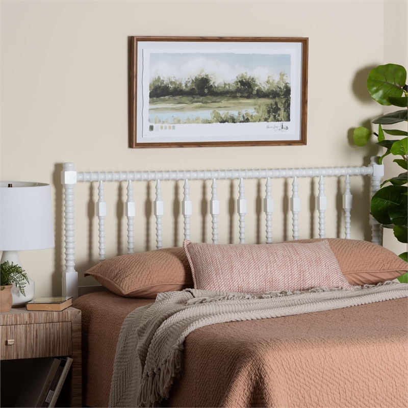 Baxton Studio Juliette Turned Spindle Headboard Crafted Wood Panel Queen White