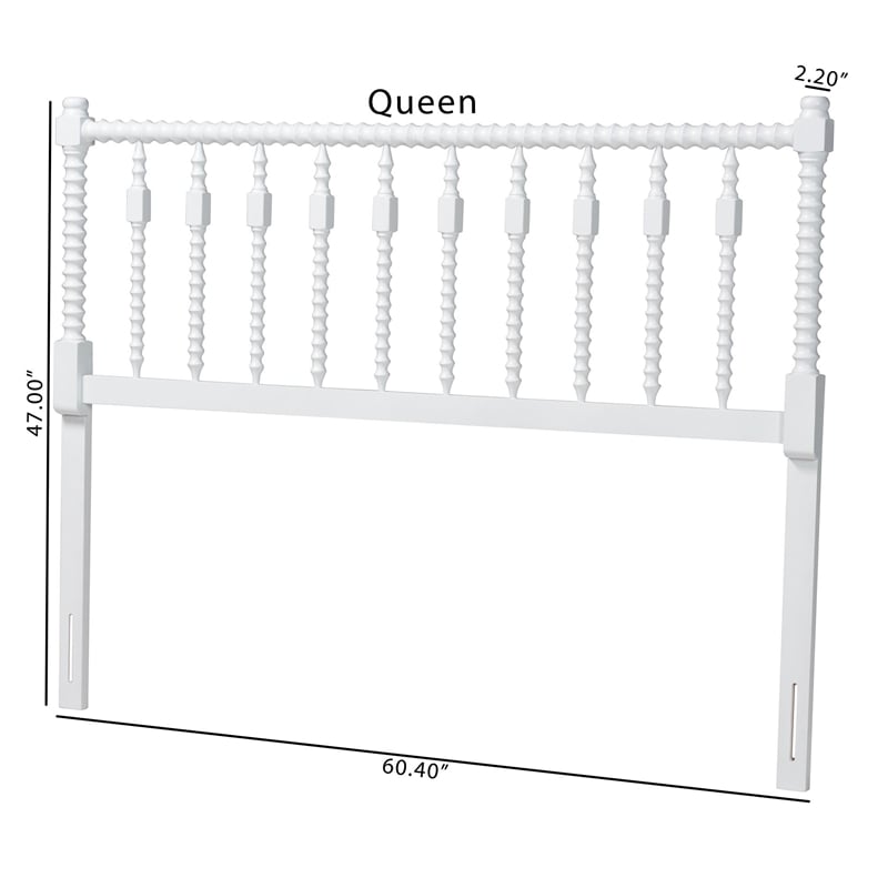 Baxton Studio Juliette Turned Spindle Headboard Crafted Wood Panel Queen White