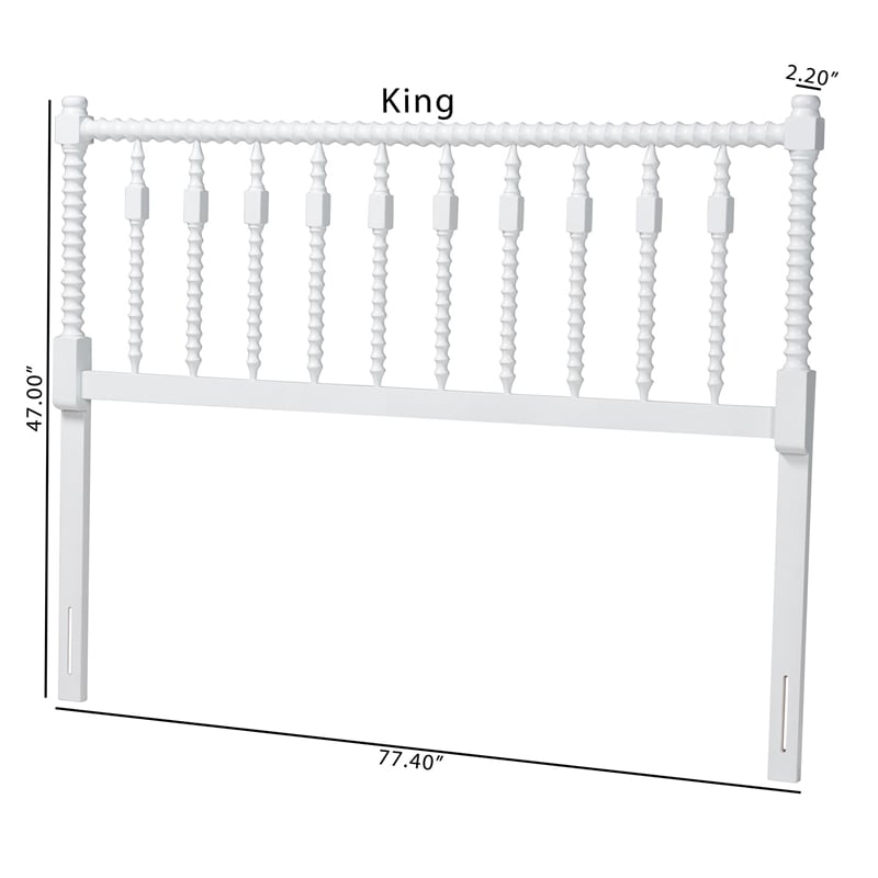 Baxton Studio Juliette Turned Spindle Headboard Crafted Wood Panel Queen White