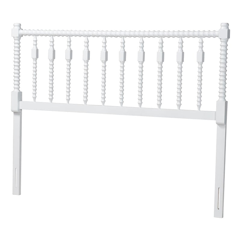 Baxton Studio Juliette Turned Spindle Headboard Crafted Wood Panel Queen White