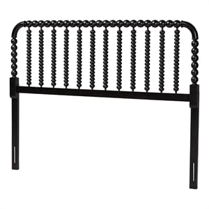 Baxton Studio Finley Turned Bobbin Headboard Crafted Wood Panel King Black