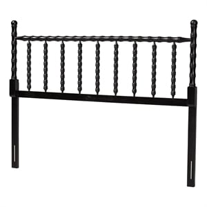 Baxton Studio Edaline Bamboo Motif Headboard Crafted Wood Panel Queen Black