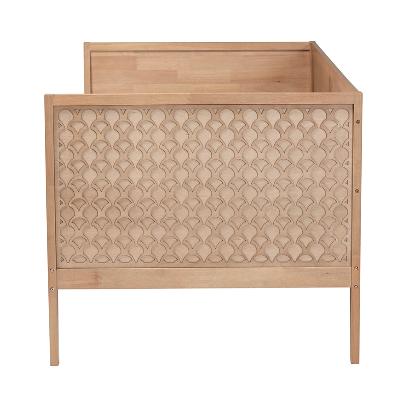 Baxton Studio Lara Twin Daybed - Modern Wood Bed Frame with Headboard Oak Brown