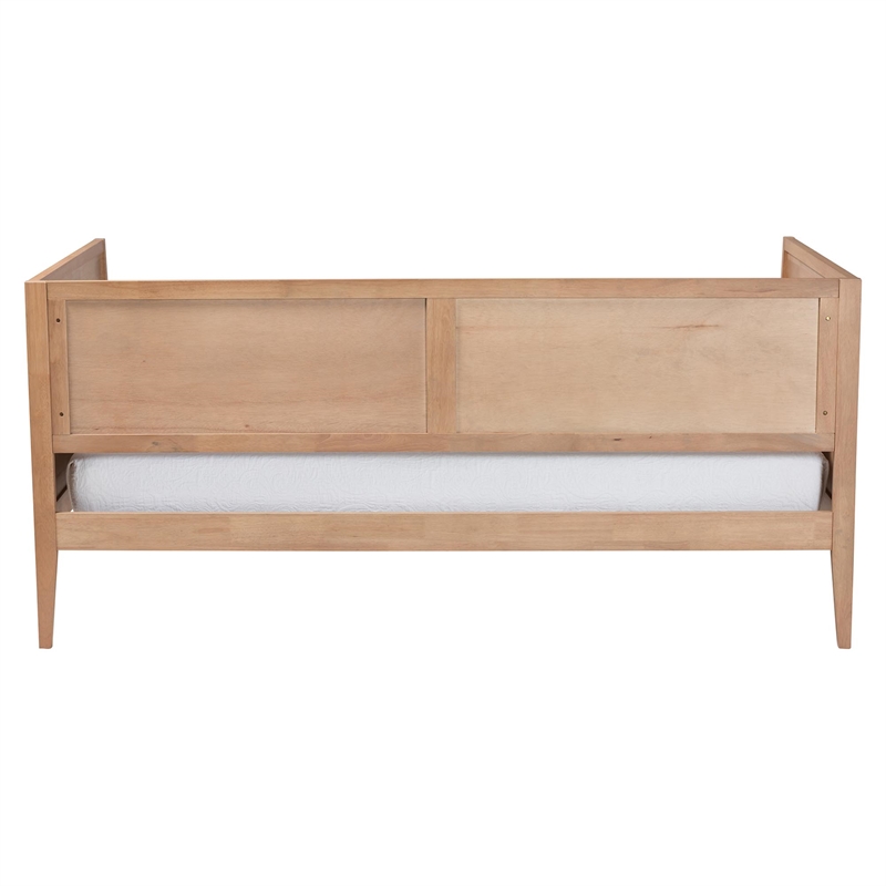Baxton Studio Lara Twin Daybed - Modern Wood Bed Frame with Headboard Oak Brown