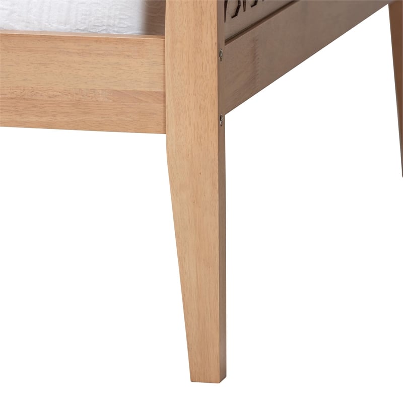 Baxton Studio Lara Twin Daybed - Modern Wood Bed Frame with Headboard Oak Brown