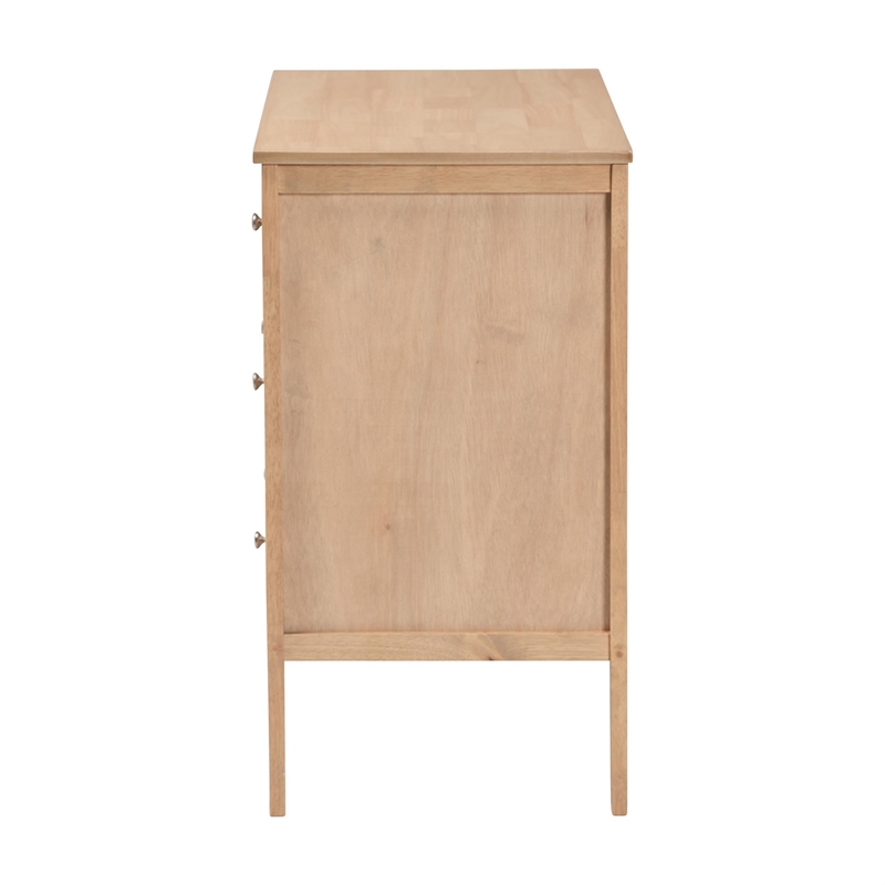 Baxton Studio Lara Dresser 6-Drawer Bedroom Storage Chest with Overlay Oak Brown