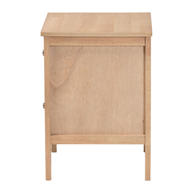 Baxton Studio Lara Nightstand 2-Drawer Bedside Table with Overlay Oak Brown
