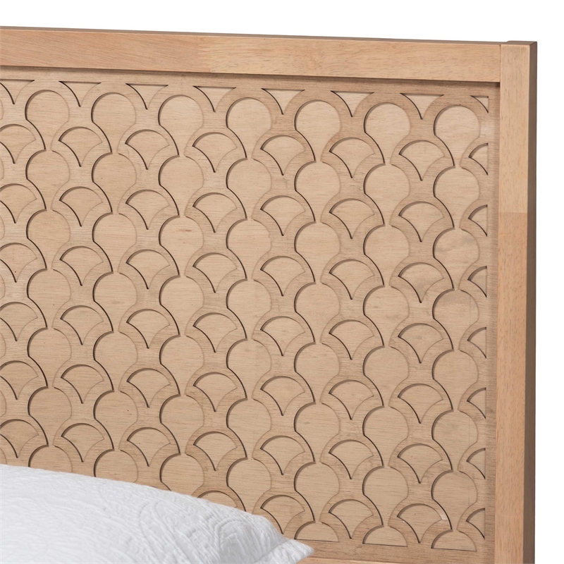 Baxton Studio Lara Twin Platform Bed Wood Bed Frame with Headboard Oak Brown