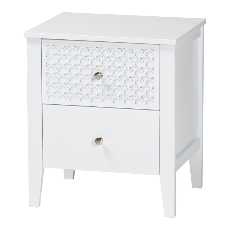 Baxton Studio Lara Twin 3-Piece Bedroom Set Wood Bed Frame with Nightstand White