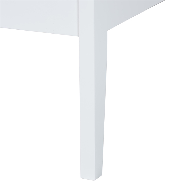 Baxton Studio Lara Twin 3-Piece Bedroom Set Wood Bed Frame with Nightstand White