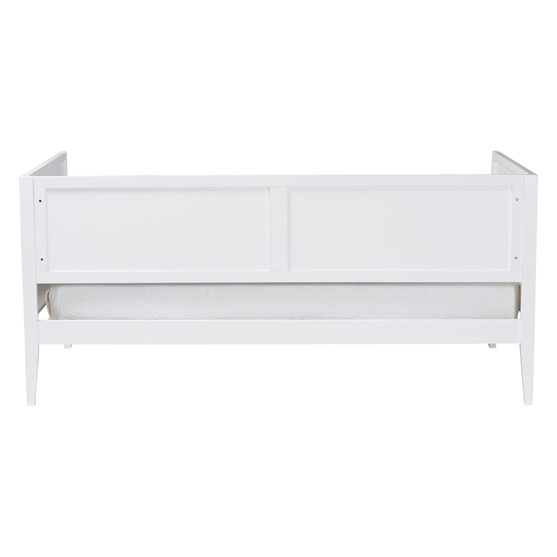 Baxton Studio Lara Twin Daybed Wood Bed Frame with Headboard Overlay White