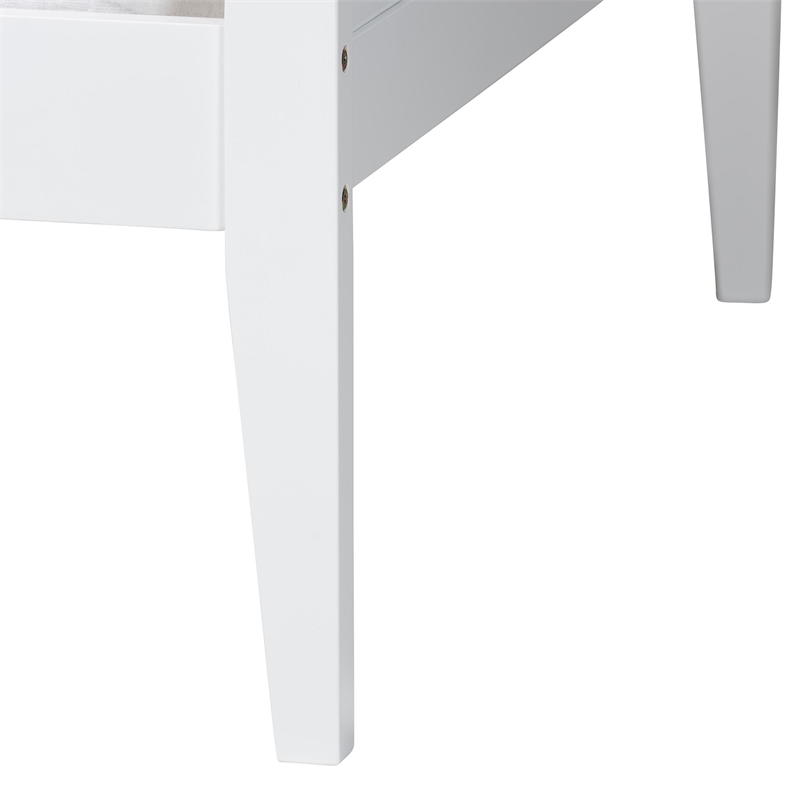 Baxton Studio Lara Twin Daybed Wood Bed Frame with Headboard Overlay White