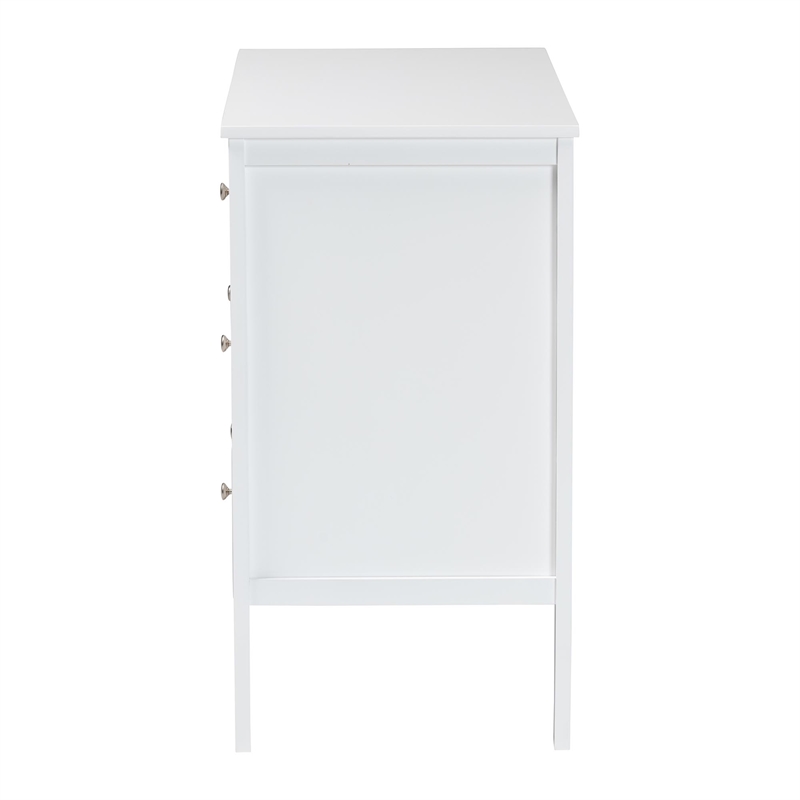 Baxton Studio Lara Dresser 6-Drawer Bedroom Storage Chest with Overlay White