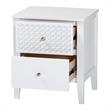Baxton Studio Lara Nightstand 2-Drawer Bedside Table with Overlay White
