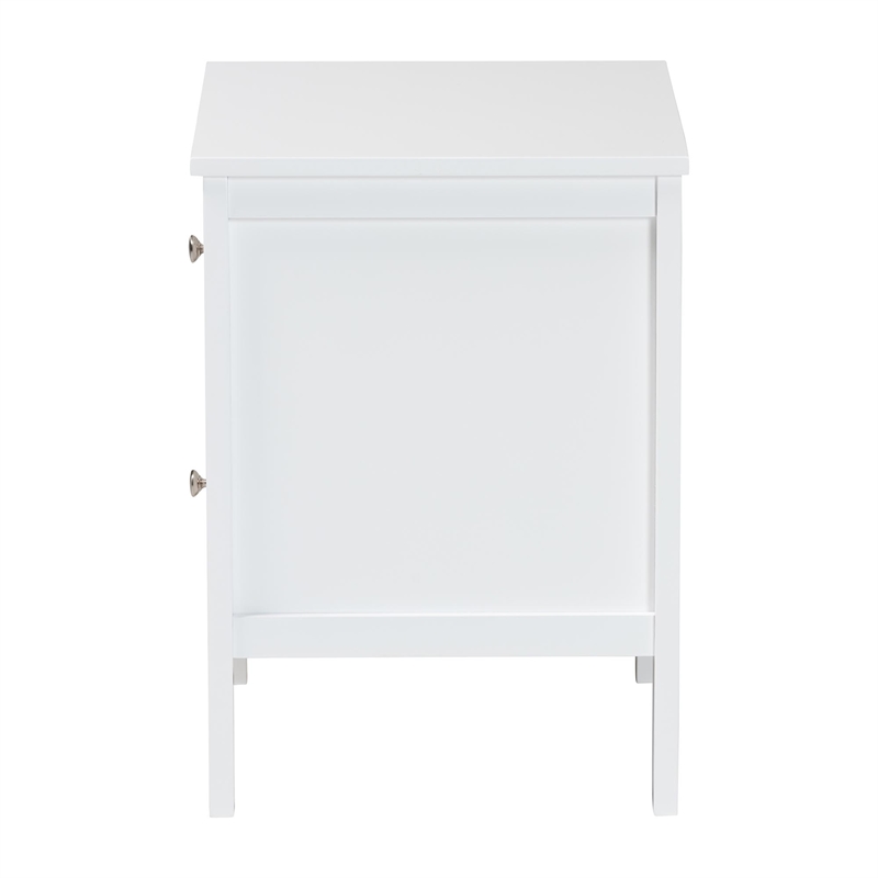 Baxton Studio Lara Nightstand 2-Drawer Bedside Table with Overlay White