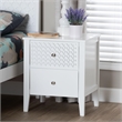 Baxton Studio Lara Nightstand 2-Drawer Bedside Table with Overlay White