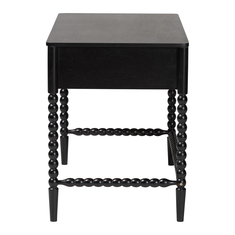 Baxton Studio Lucera Bobbin Writing Desk 3-Drawer Home Office Desk Black