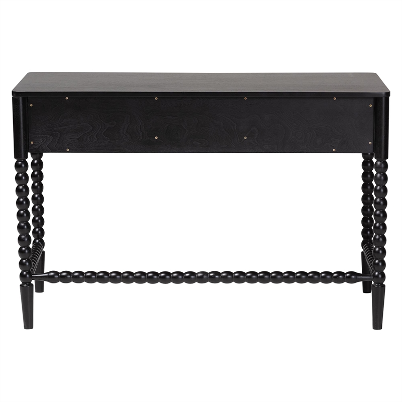 Baxton Studio Lucera Bobbin Writing Desk 3-Drawer Home Office Desk Black