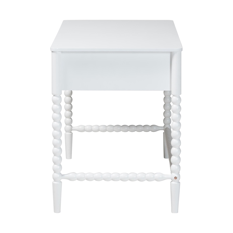 Baxton Studio Lucera Bobbin Writing Desk 3-Drawer Home Office Desk White