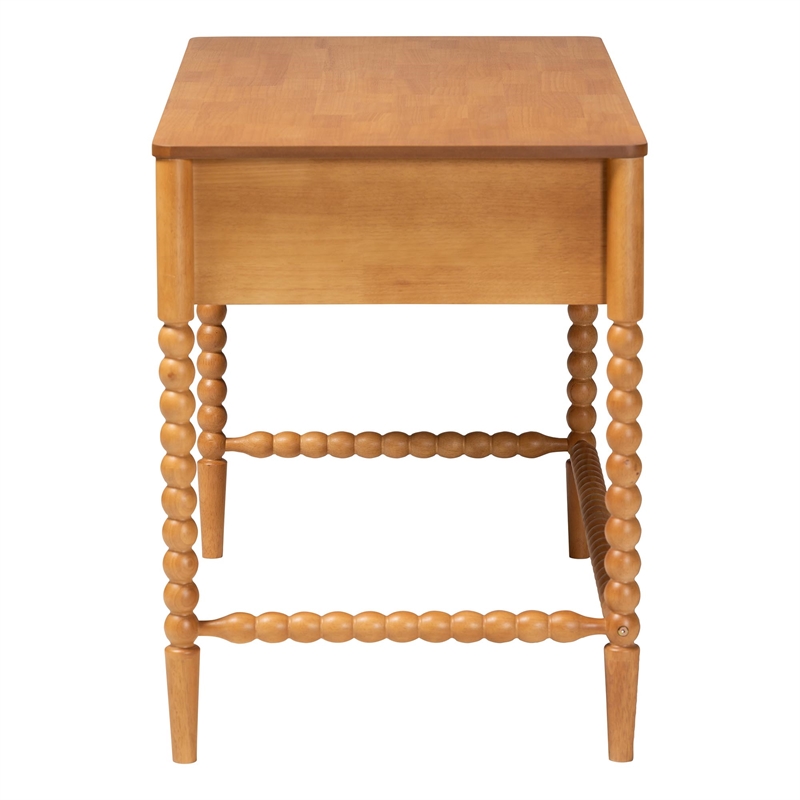 Baxton Studio Lucera Bobbin Writing Desk 3-Drawer Home Office Desk Oak Brown