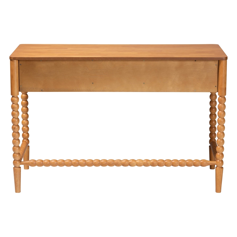 Baxton Studio Lucera Bobbin Writing Desk 3-Drawer Home Office Desk Oak Brown