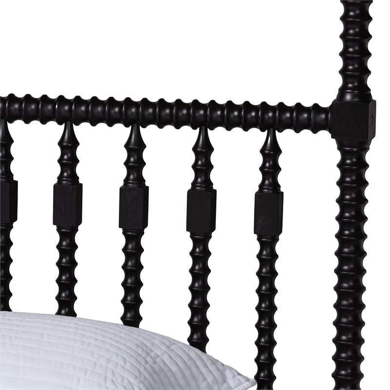 Baxton Studio Callison Spindle Canopy Bed Frame with Headboard Black King