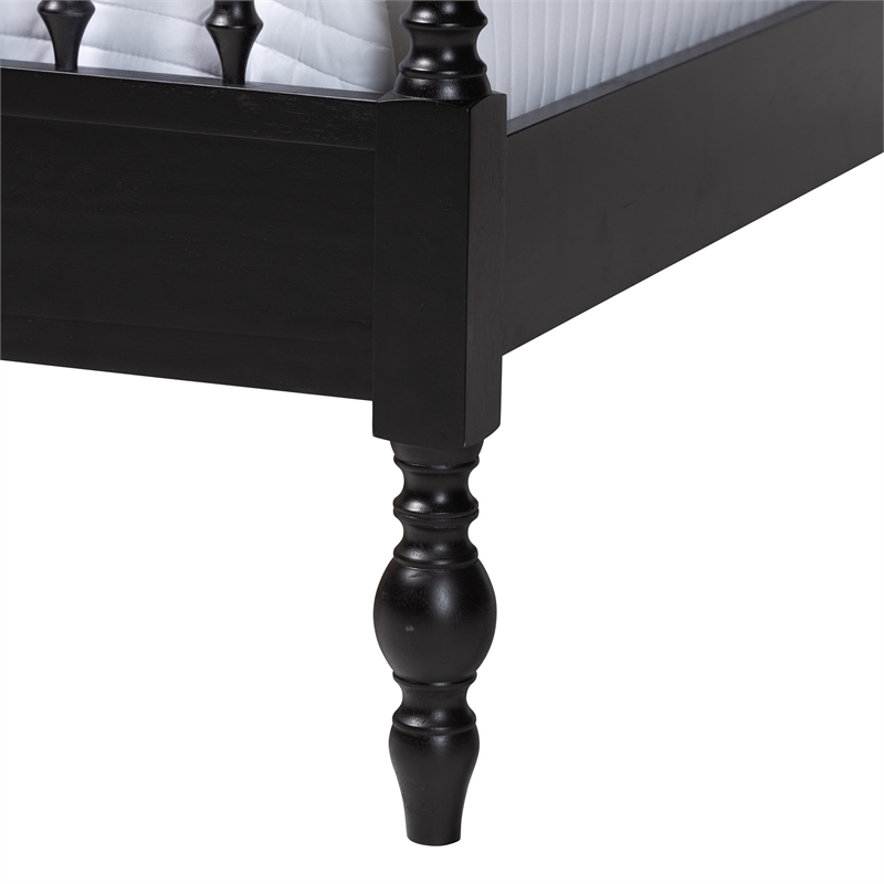 Baxton Studio Callison Spindle Canopy Bed Frame with Headboard Black King