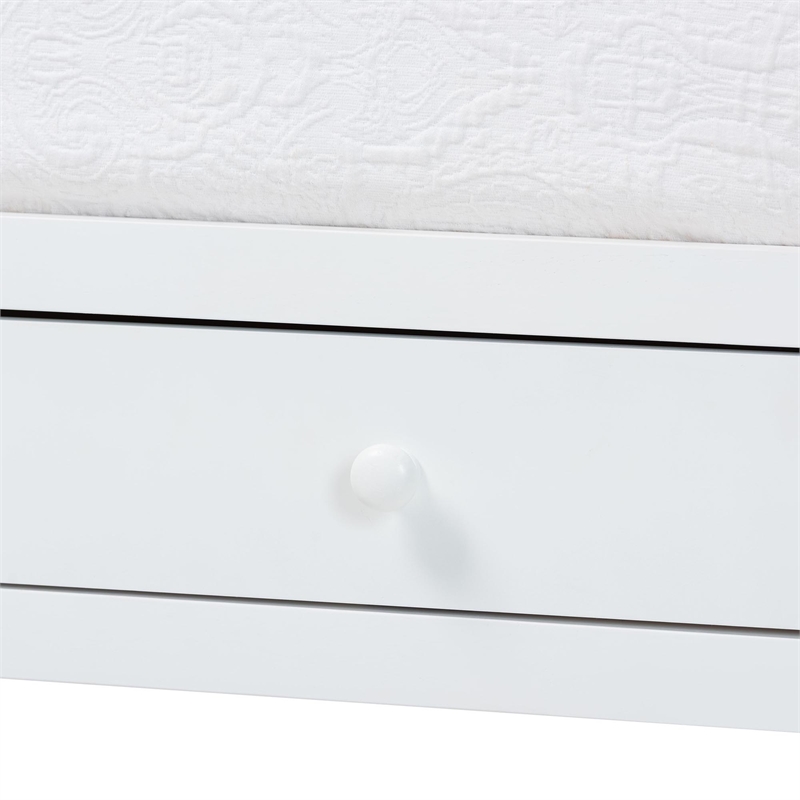 Baxton Studio Lucera 3-Drawer Daybed with Bobbin Frame Twin White