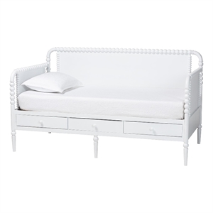 Baxton Studio Lucera 3-Drawer Daybed with Bobbin Frame Twin White