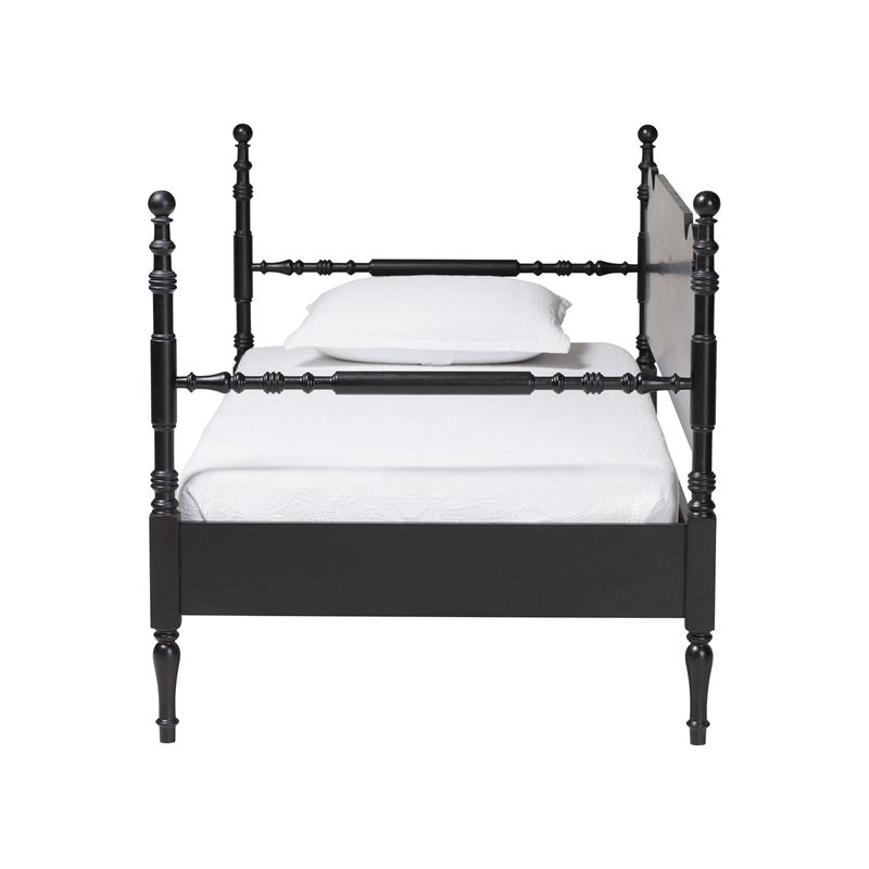 Baxton Studio Gaetano Wood Daybed with Turned Spindle Post Black Twin