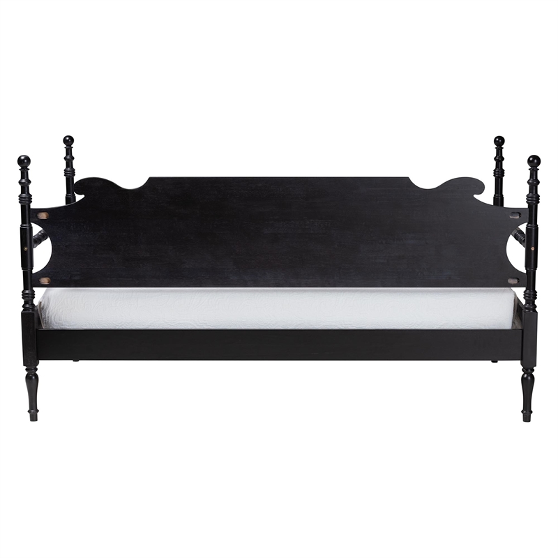 Baxton Studio Gaetano Wood Daybed with Turned Spindle Post Black Twin