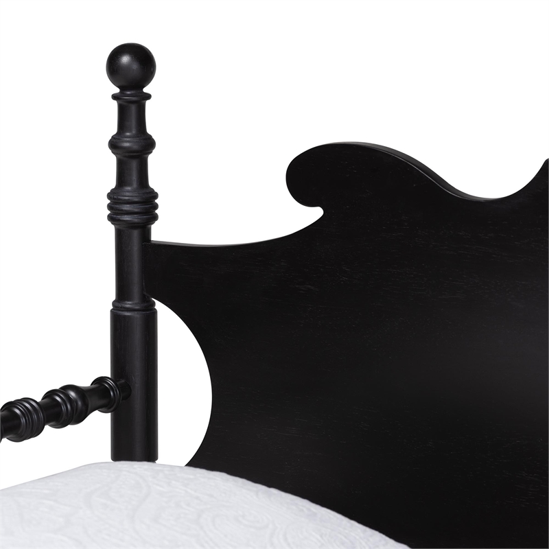 Baxton Studio Gaetano Wood Daybed with Turned Spindle Post Black Twin