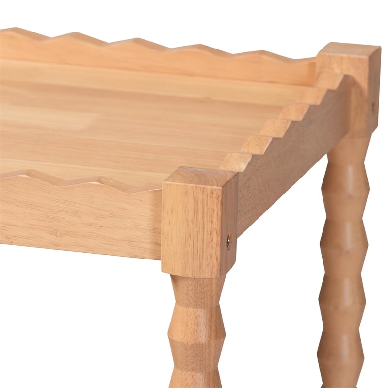 Baxton Studio Seamus 3-Tier Book Cart with Bobbin Frame Beech Brown