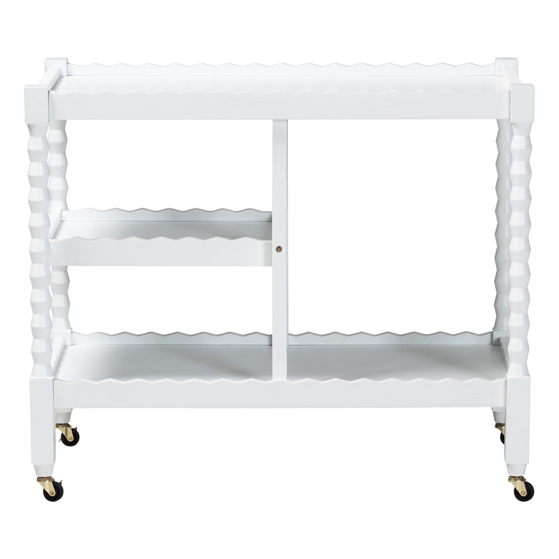 Baxton Studio Seamus 3-Tier Book Cart with Bobbin Frame White