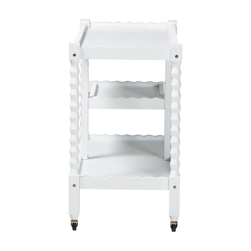 Baxton Studio Seamus 3-Tier Book Cart with Bobbin Frame White