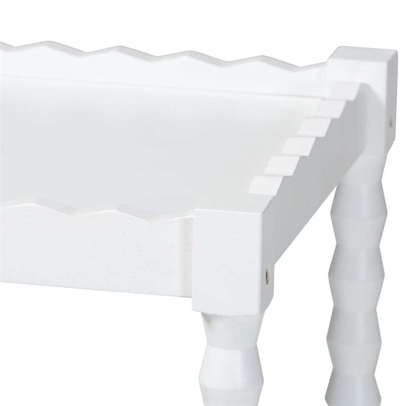 Baxton Studio Seamus 3-Tier Book Cart with Bobbin Frame White