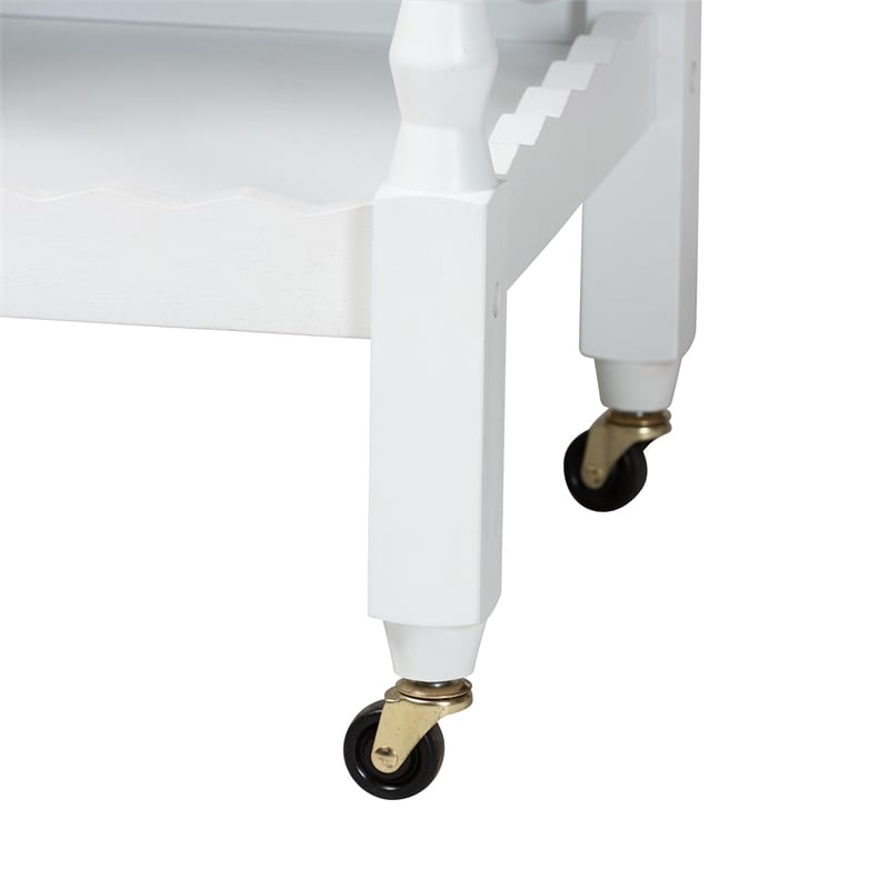 Baxton Studio Seamus 3-Tier Book Cart with Bobbin Frame White