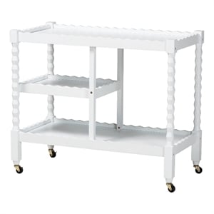 Baxton Studio Seamus 3-Tier Book Cart with Bobbin Frame White