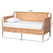 Baxton Studio Lucera 3-Drawer Daybed with Bobbin Frame Full Beech Brown