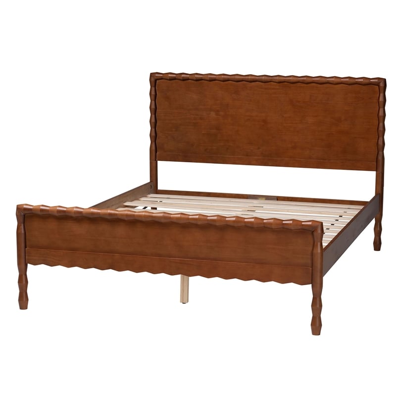 Baxton Studio Seamus Platform Bed with Carved Bobbin Frame Queen