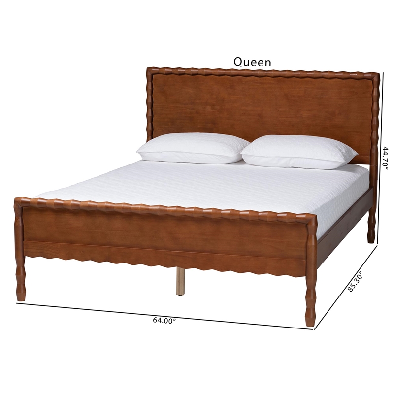 Baxton Studio Seamus Platform Bed with Carved Bobbin Frame Queen